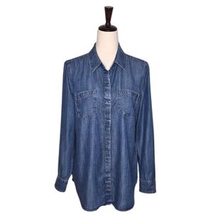 Talbots Chambray Long Sleeve Button Down Shirt Size M NWOT
